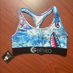 Ethika girls Shark‎ Print Blue Sports Bra size M